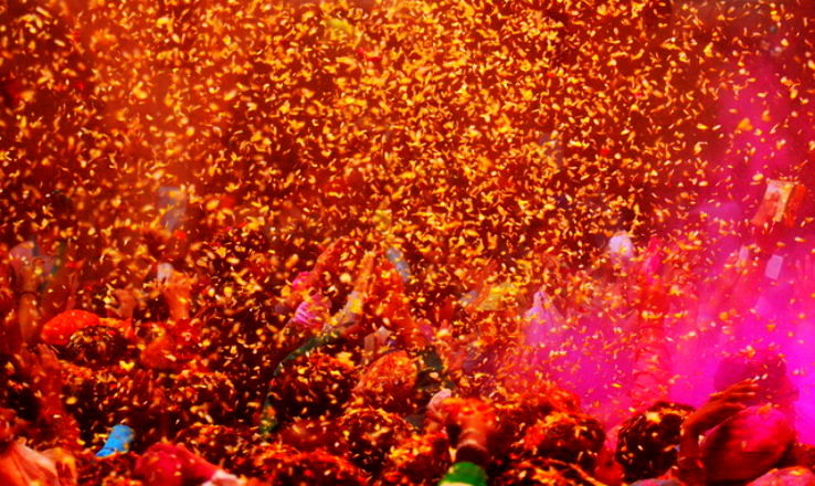3. Phoolon ki Holi at Bankey Bihari Temple